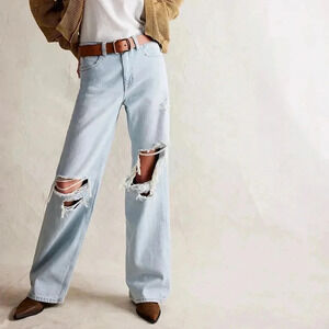 NWT Free People Tinsley Baggy High Rise Jeans Denim Wide Leg We The Free Ripper
